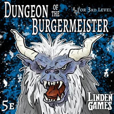 Illustration of yeti for the 5e Roll20 adventure Dungeon of the Burgermeister by Linden Games.